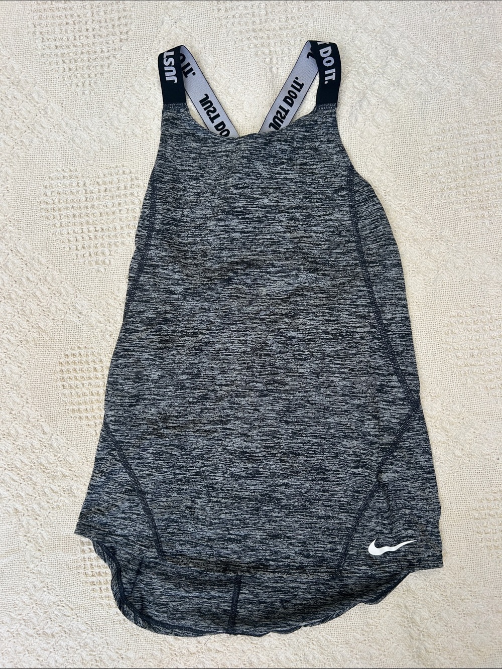 Girls Nike Black Heathered Athletic Tank with Branded Straps